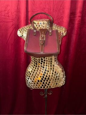 Etienne Aigner Burgundy Mini Satchel with Brown Trim